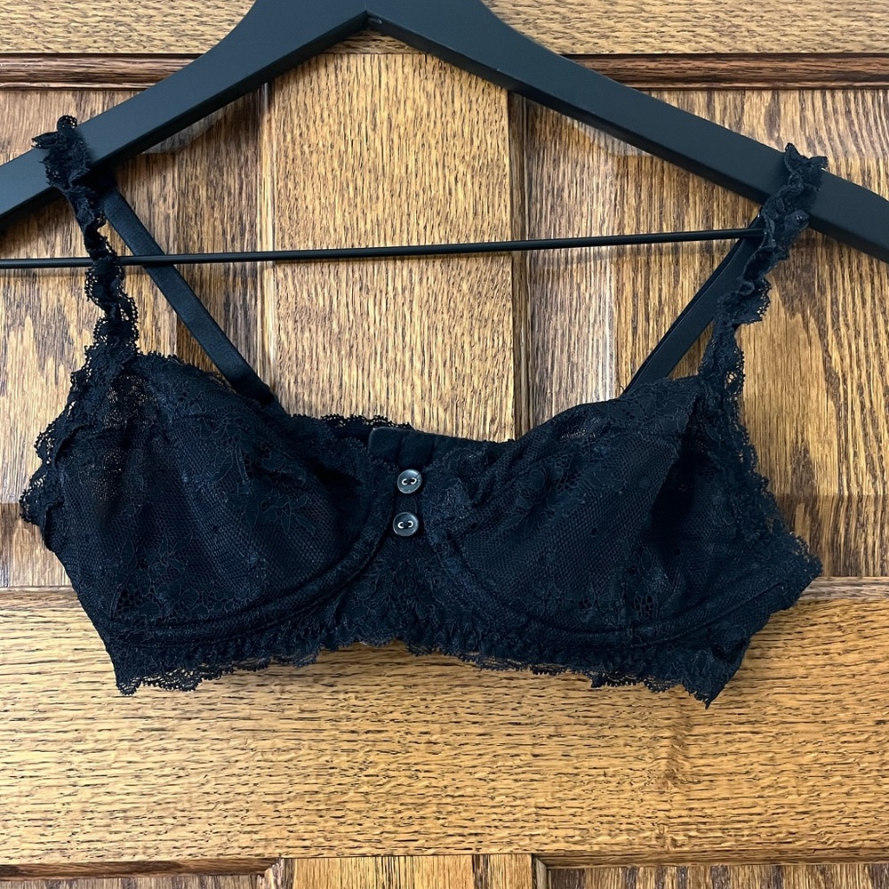 AERIE Sheer Black Lace Bra | Size S